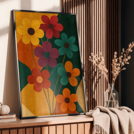 Flower Power – Retro Blumenposter A4