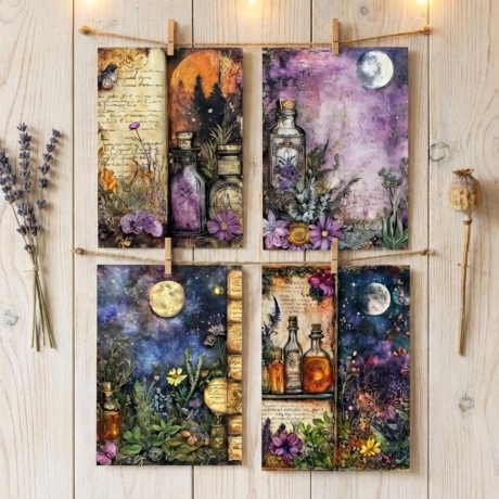 Magisches Kräuter Apotheke Postkarten Set - Elixier & Mond
