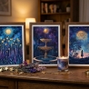 Mystisches 4er Mini Print Set 13x18 cm – Mond & Sternenhimmel 