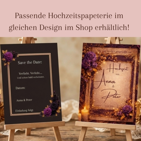 Tischnummern Hochzeit Set 1-20 |Dark Academia Hochzeitsdeko 