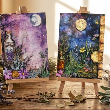 Magisches Kräuter Apotheke Postkarten Set - Elixier & Mond