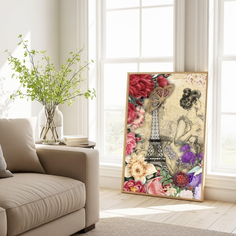 Paris – Elegante Frau & Eiffelturm A4