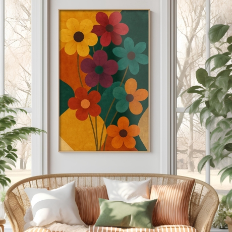 Flower Power – Retro Blumenposter A4