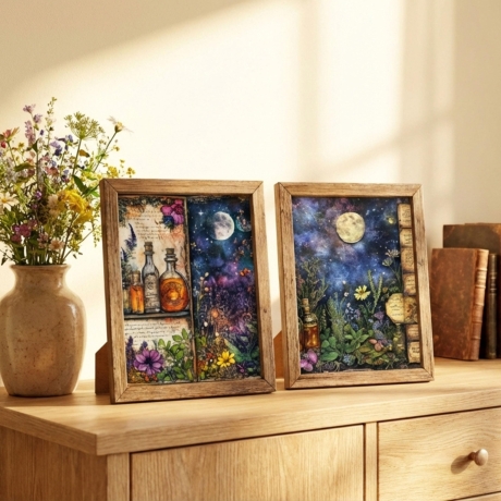 Magisches Kräuter Apotheke Postkarten Set - Elixier & Mond