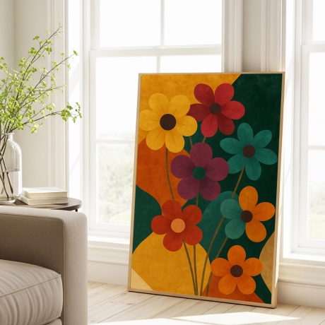 Flower Power – Retro Blumenposter A4