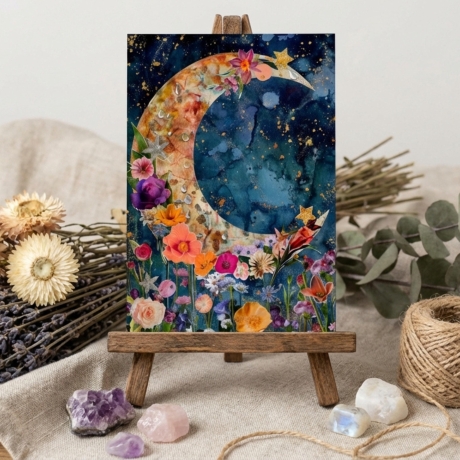 4er Set Karten Mondphasen Kunst & Astrologie – Magische Deko,Boho