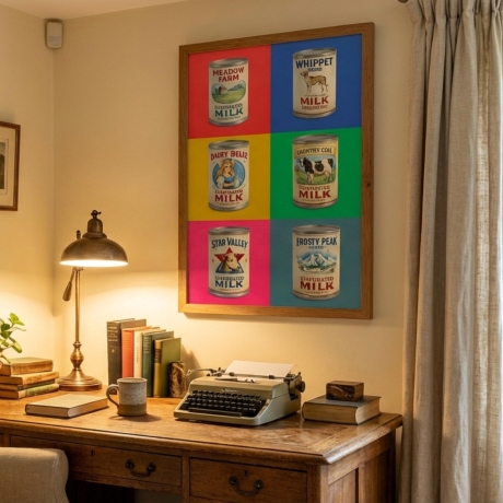 Milchdosen Pop Art – Retro Küchenposter A4