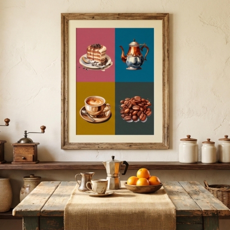 Kaffee Aquarell – Vintage Küchenposter A4