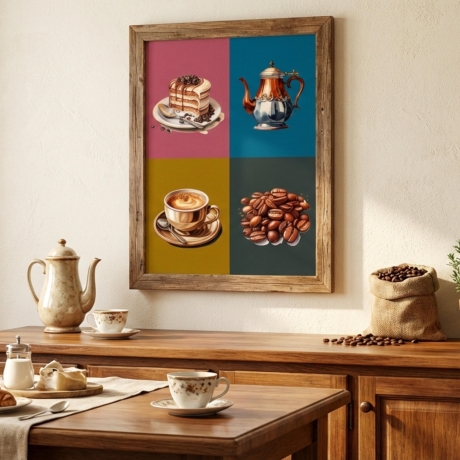 Kaffee Aquarell – Vintage Küchenposter A4