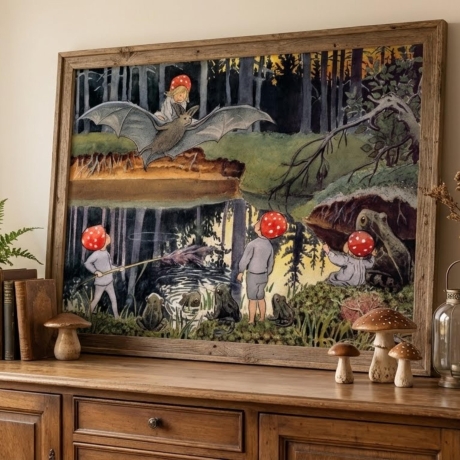 Waldkinder – Skandinavischer Kunstdruck A4