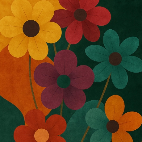 Flower Power – Retro Blumenposter A4