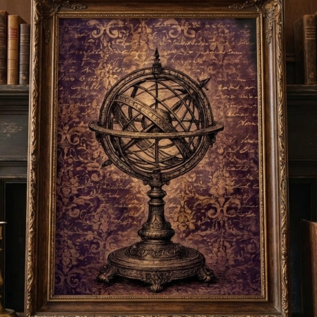 Armillarsphäre – Dark Academia Poster A4