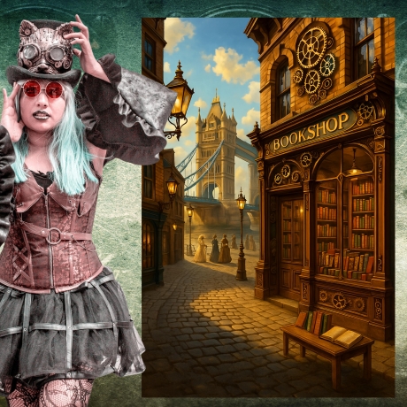 Steampunk London – Viktorianischer Buchladen A4