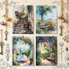 Garten Kunstkarten Set 4er Sommeridyll, Aquarell 