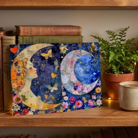 4er Set Karten Mondphasen Kunst & Astrologie – Magische Deko,Boho