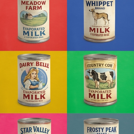 Milchdosen Pop Art – Retro Küchenposter A4