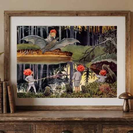 Waldkinder – Skandinavischer Kunstdruck A4