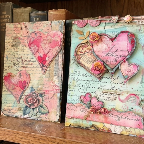 Vintage Love Letters Kunstkarten Set - 4er Set romantische Herz
