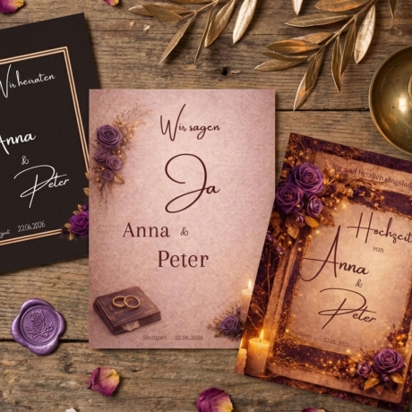 Hochzeitseinladung Canva Vorlage – 3 Motive– Save the Date