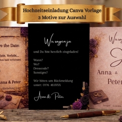Hochzeitseinladung Canva Vorlage – 3 Motive– Save the Date