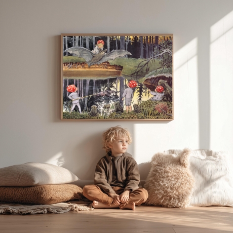 Waldkinder – Skandinavischer Kunstdruck A4