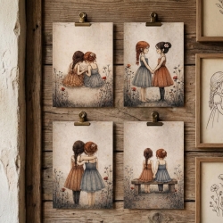 4er Mini Print Set – Beste Freundinnen & Schwestern - Freunde