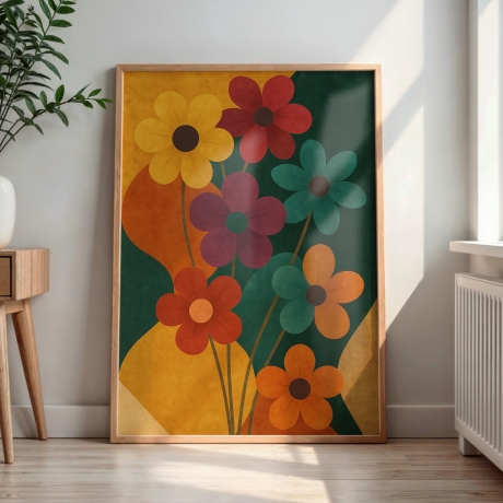 Flower Power – Retro Blumenposter A4