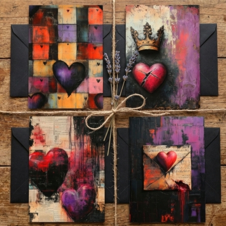 Dark Love Letters Mini Print Set - 4er Set Kunstdrucke 13x18 cm