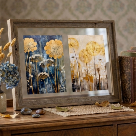 4er Mini Print Kunstkarten Blumen - Pusteblumen & Naturkarten, 