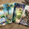 Garten Kunstkarten Set 4er Sommeridyll, Aquarell 