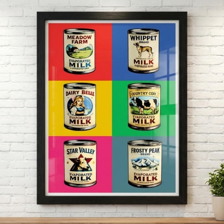 Milchdosen Pop Art – Retro Küchenposter A4