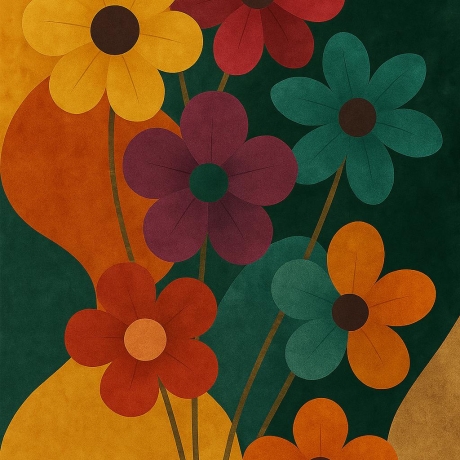 Flower Power – Retro Blumenposter A4