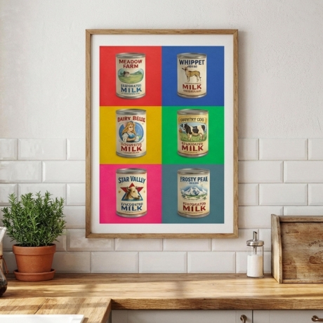 Milchdosen Pop Art – Retro Küchenposter A4
