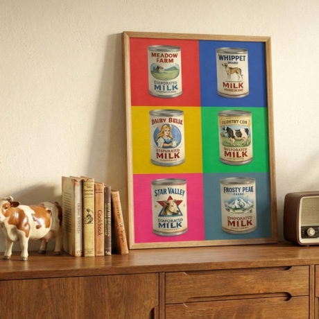 Milchdosen Pop Art – Retro Küchenposter A4