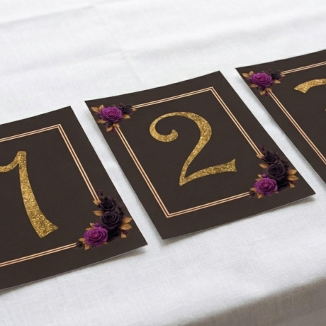 Tischnummern Hochzeit Set 1-20 |Dark Academia Hochzeitsdeko 