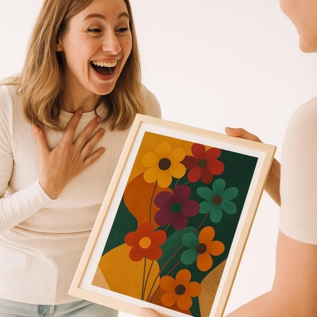 Flower Power – Retro Blumenposter A4