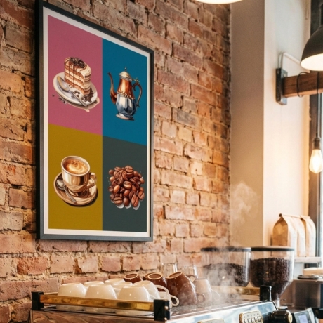 Kaffee Aquarell – Vintage Küchenposter A4