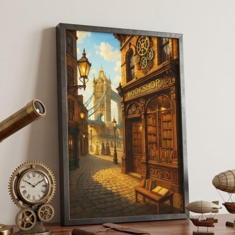 Steampunk London – Viktorianischer Buchladen A4