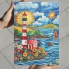 Volkskunst-Set Maritime Mini Print | 4er Set Leuchtturm | 13 x 18