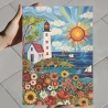 Volkskunst-Set Maritime Mini Print | 4er Set Leuchtturm | 13 x 18