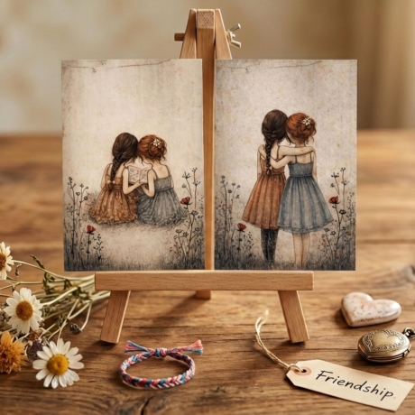 4er Mini Print Set – Beste Freundinnen & Schwestern - Freunde