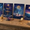 Mystisches 4er Mini Print Set 13x18 cm – Mond & Sternenhimmel 