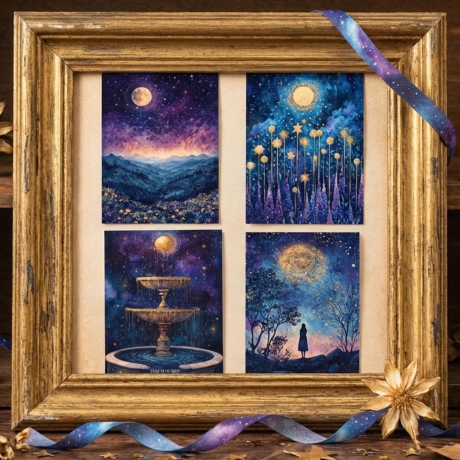 Mystisches 4er Mini Print Set 13x18 cm – Mond & Sternenhimmel 