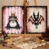 Spooky Animals Postkarten Set – Gothic Katze Eule Fledermaus