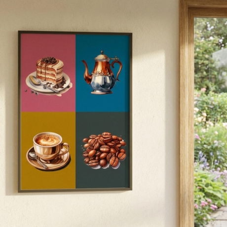 Kaffee Aquarell – Vintage Küchenposter A4