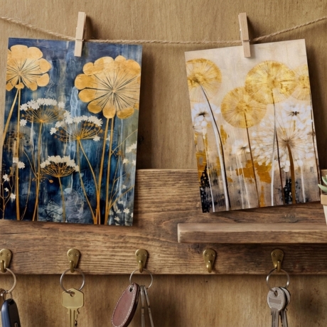 4er Mini Print Kunstkarten Blumen - Pusteblumen & Naturkarten, 