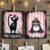 Spooky Animals Postkarten Set – Gothic Katze Eule Fledermaus