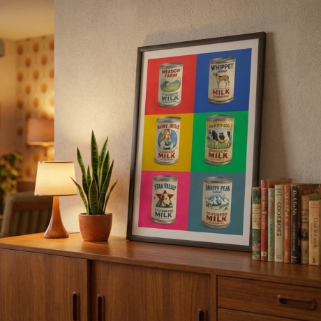 Milchdosen Pop Art – Retro Küchenposter A4