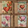 Vintage Love Letters Kunstkarten Set - 4er Set romantische Herz