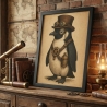 Steampunk Pinguin – Viktorianisches Tierportrait A4